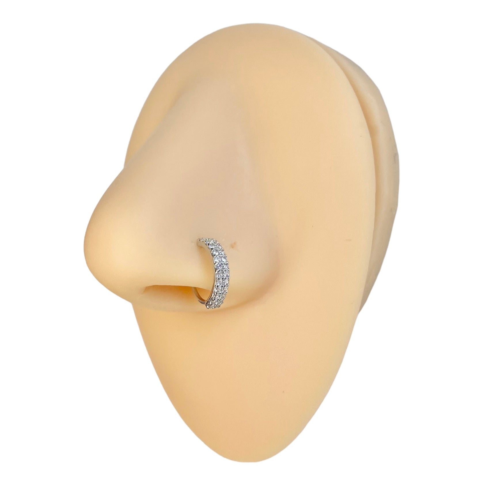 Silver Double CZ Embedded Bendable Hoop image 0
