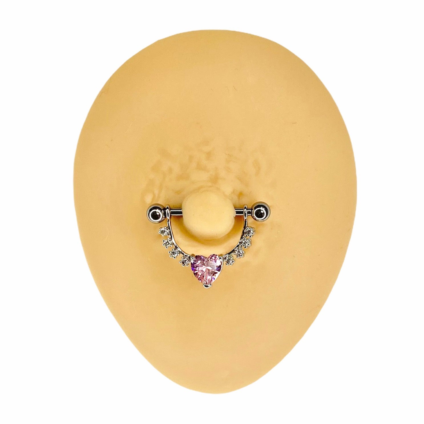 Pink CZ Bling Heart Nipple Bar image 0
