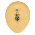 Blue Triple CZ Heart Reverse Belly Bar  image 0