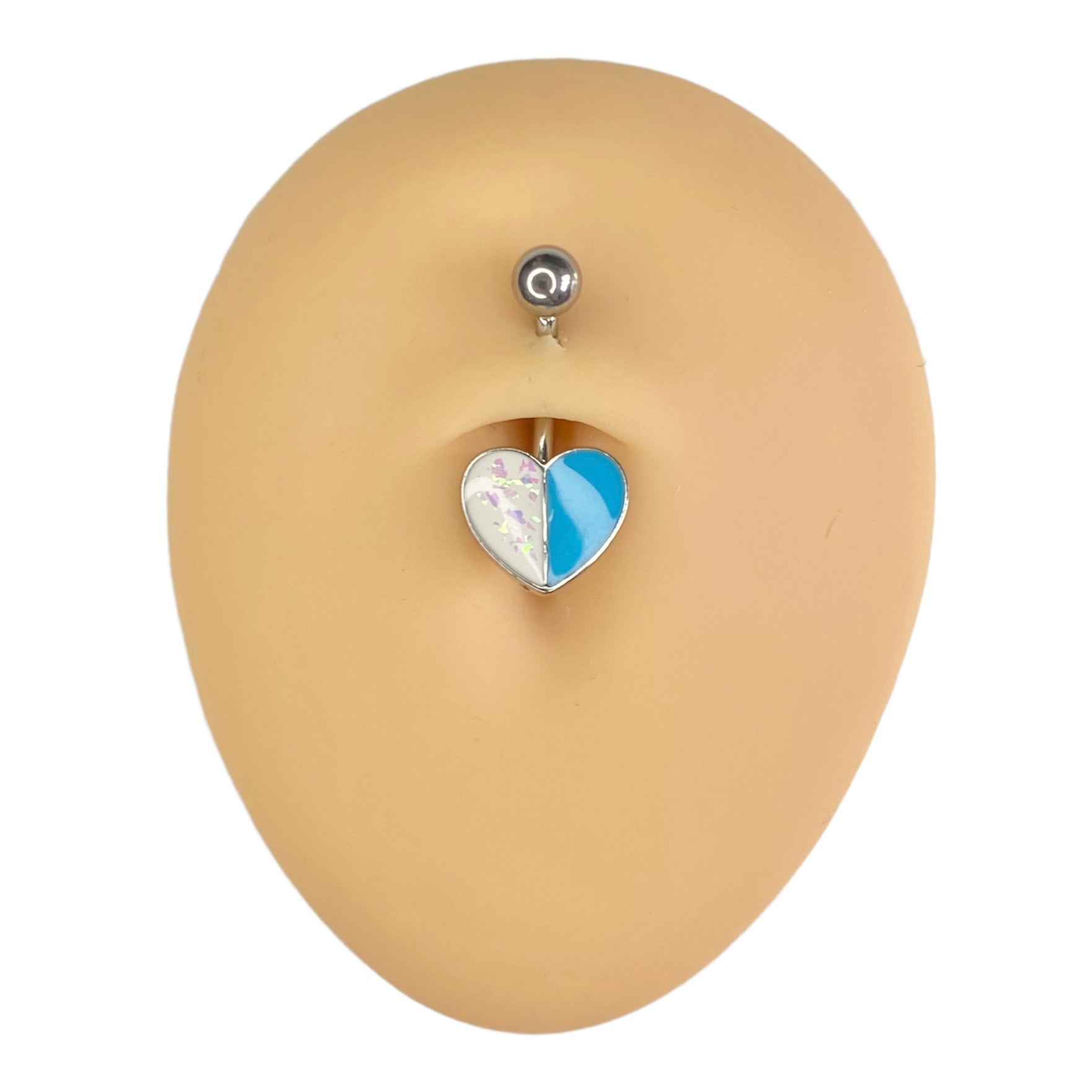 Blue Opal Glitter Heart Belly Bar image 0