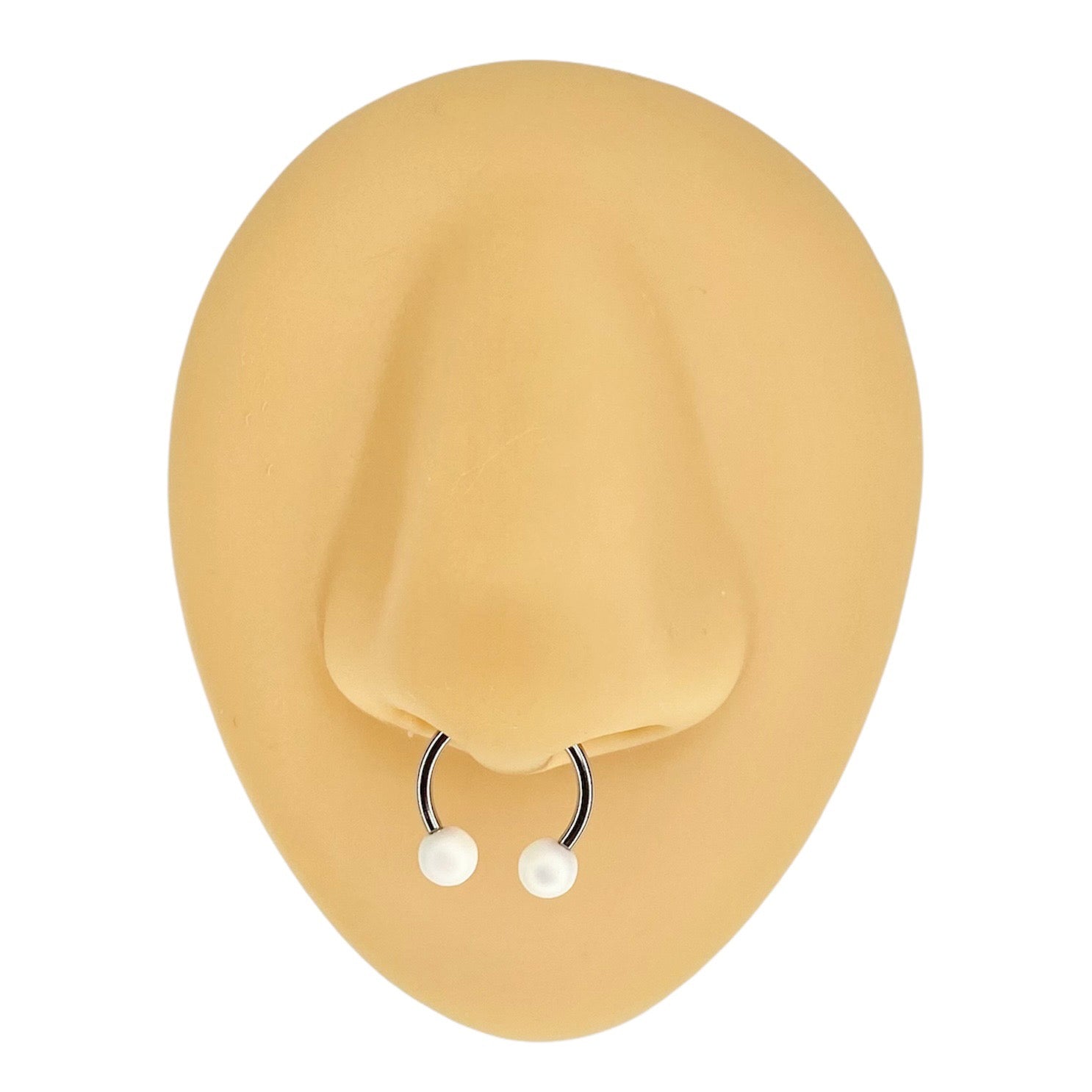 White Matte Pearlescent Horseshoe Hoop  image 0
