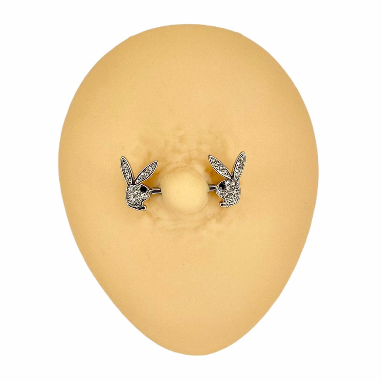 Silver Playboy Rhinestone Nipple Bar image 0
