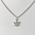 Silver Crystal Paved Weed Leaf Necklace image 0