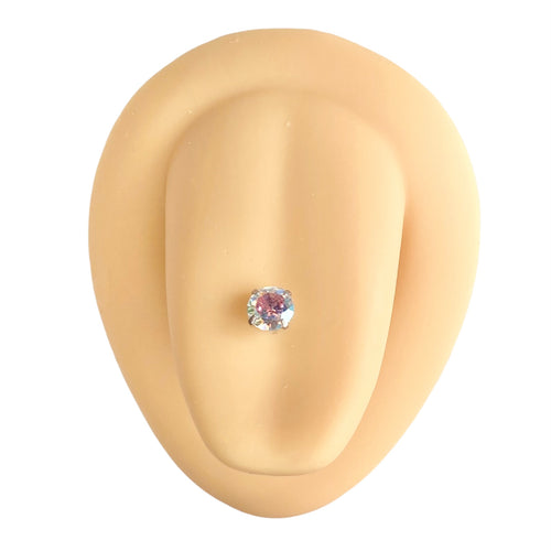 AB Cubic Zirconia Circle Prong Tongue Bar image 0