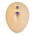 Purple Double CZ Prong Belly Bar  image 0