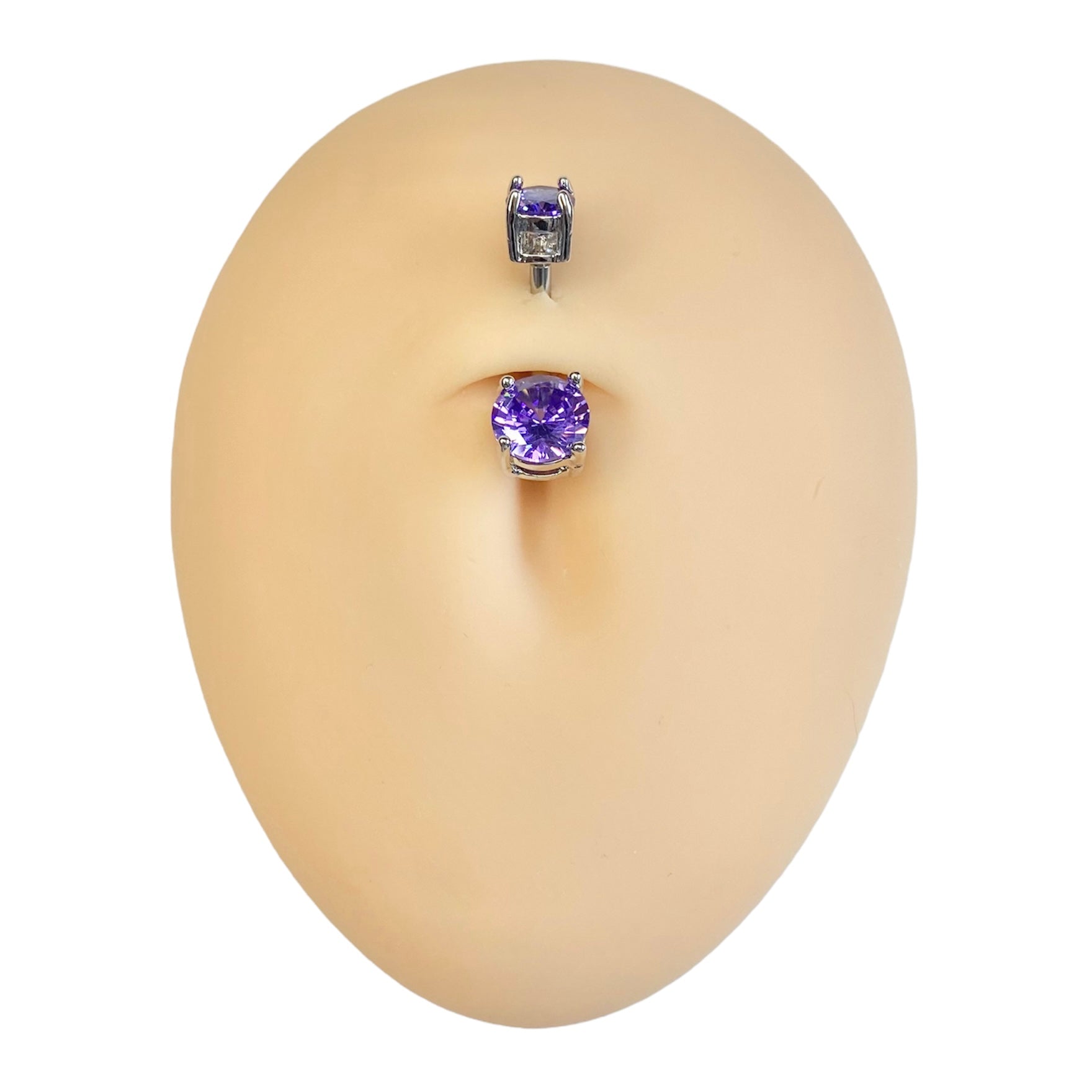 Purple Double CZ Prong Belly Bar  image 0