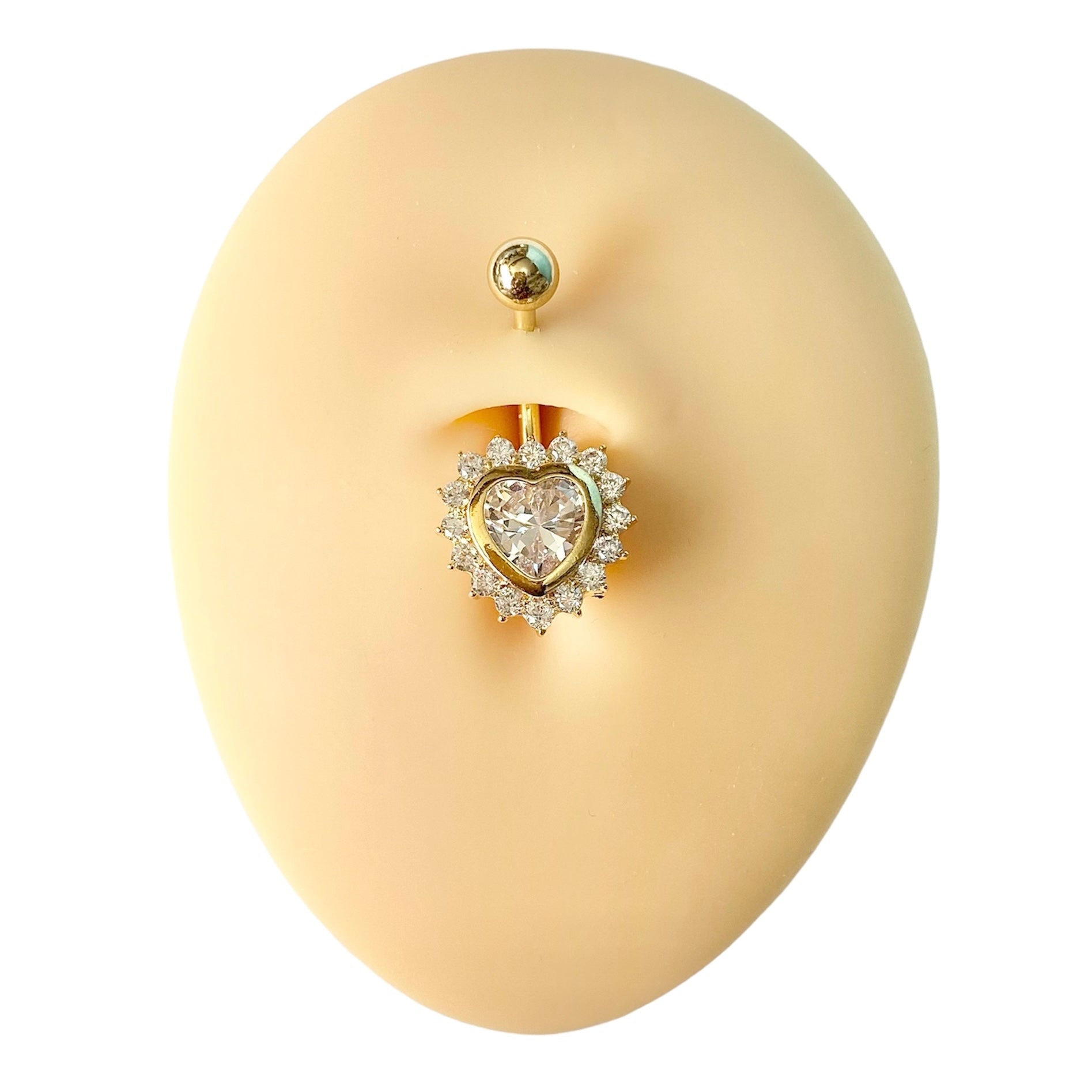 Gold Heart CZ Outline Belly Bar  image 0