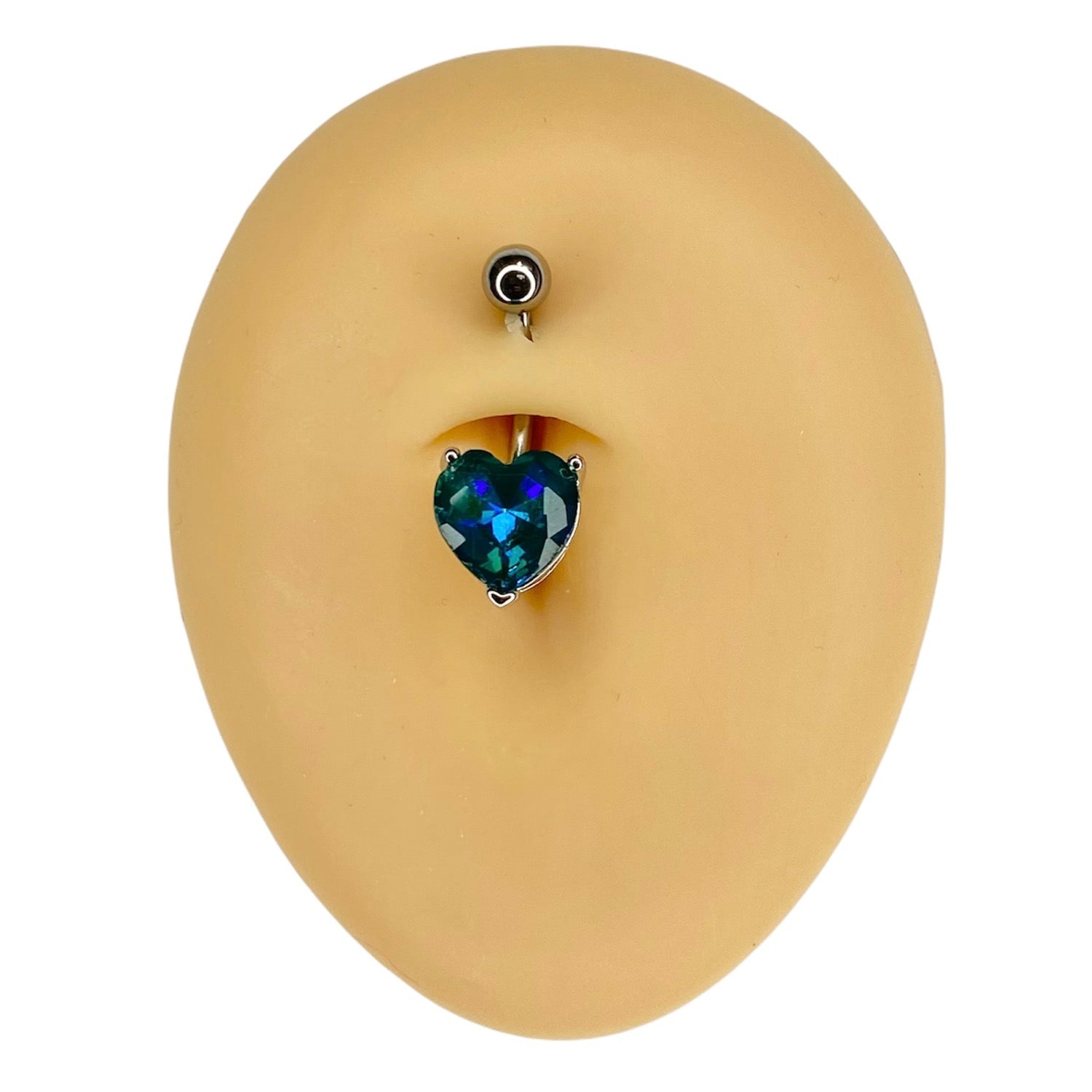 Aqua Heart Gem Belly Bar image 0