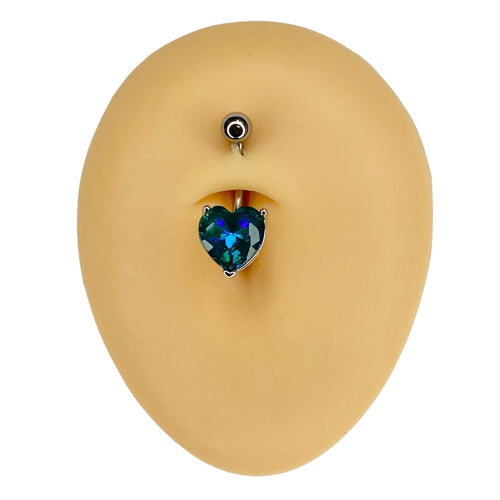 Aqua Heart Gem Belly Bar image 0