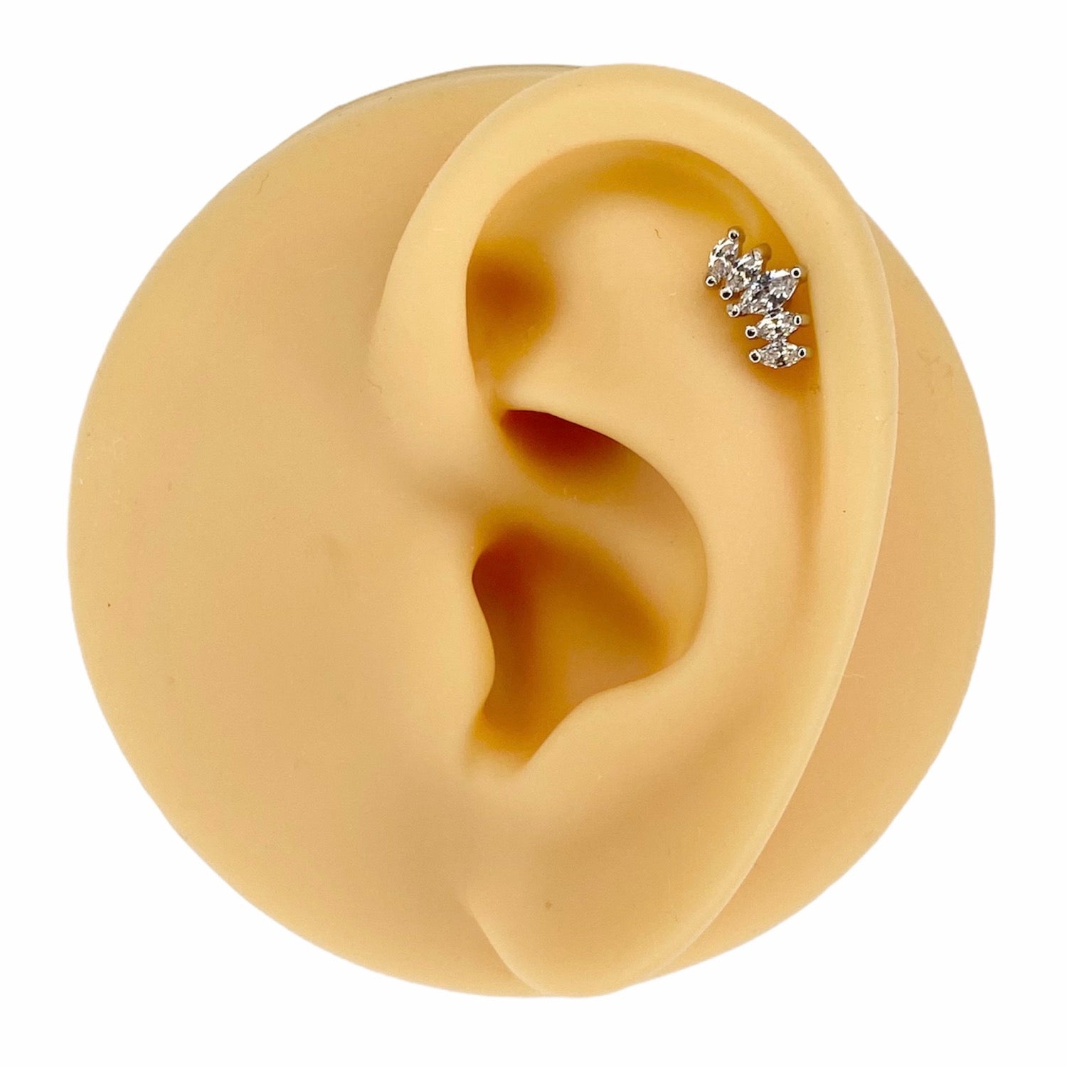 Silver Prong Set Marquise CZ Barbell Stud image 0