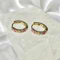 Gold Multicolour Pink & Purple CZ Hoop Earrings image 0