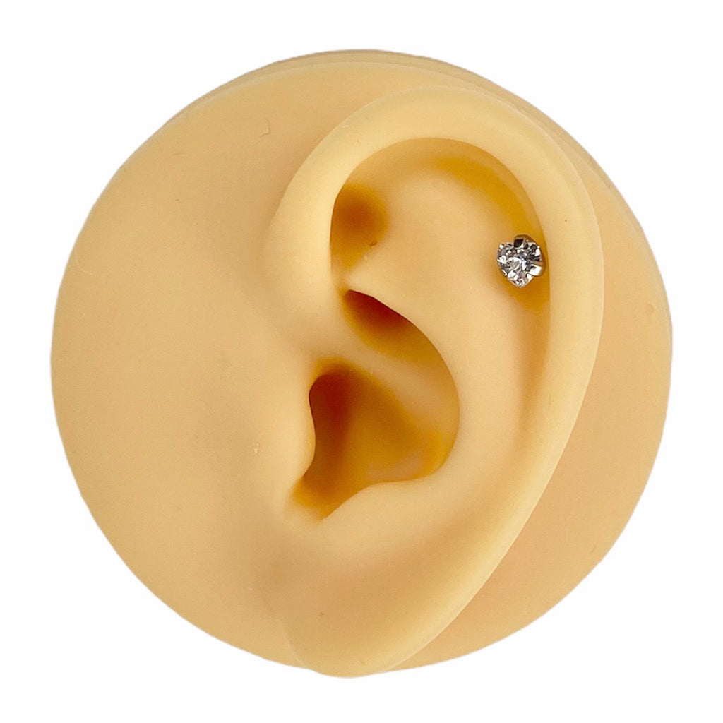 Clear Heart Gem Barbell Stud image 2