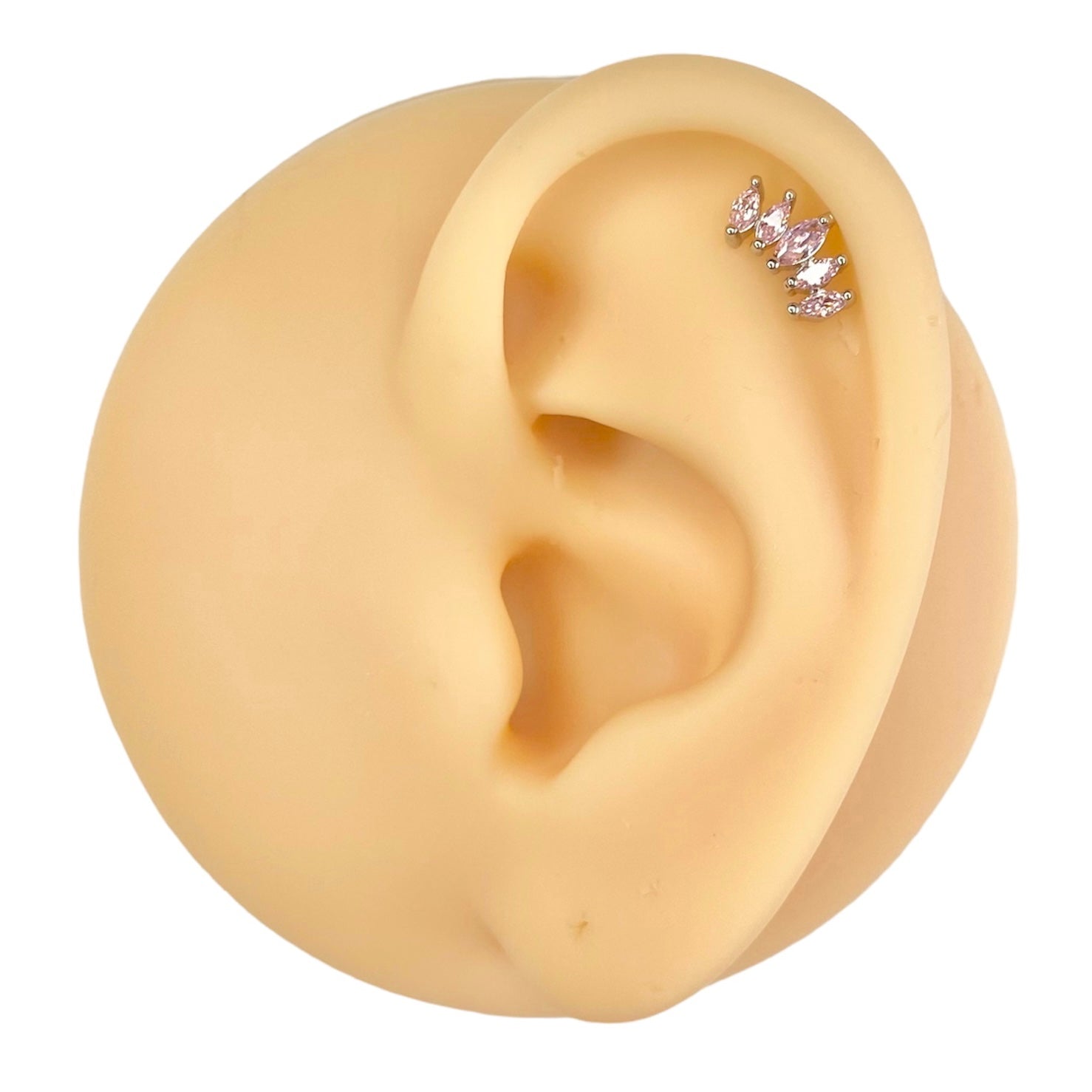 Pink Prong Set Marquise CZ Flat Back Stud image 0