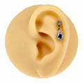 Black CZ Tear Drop Dangle Barbell Stud image 0