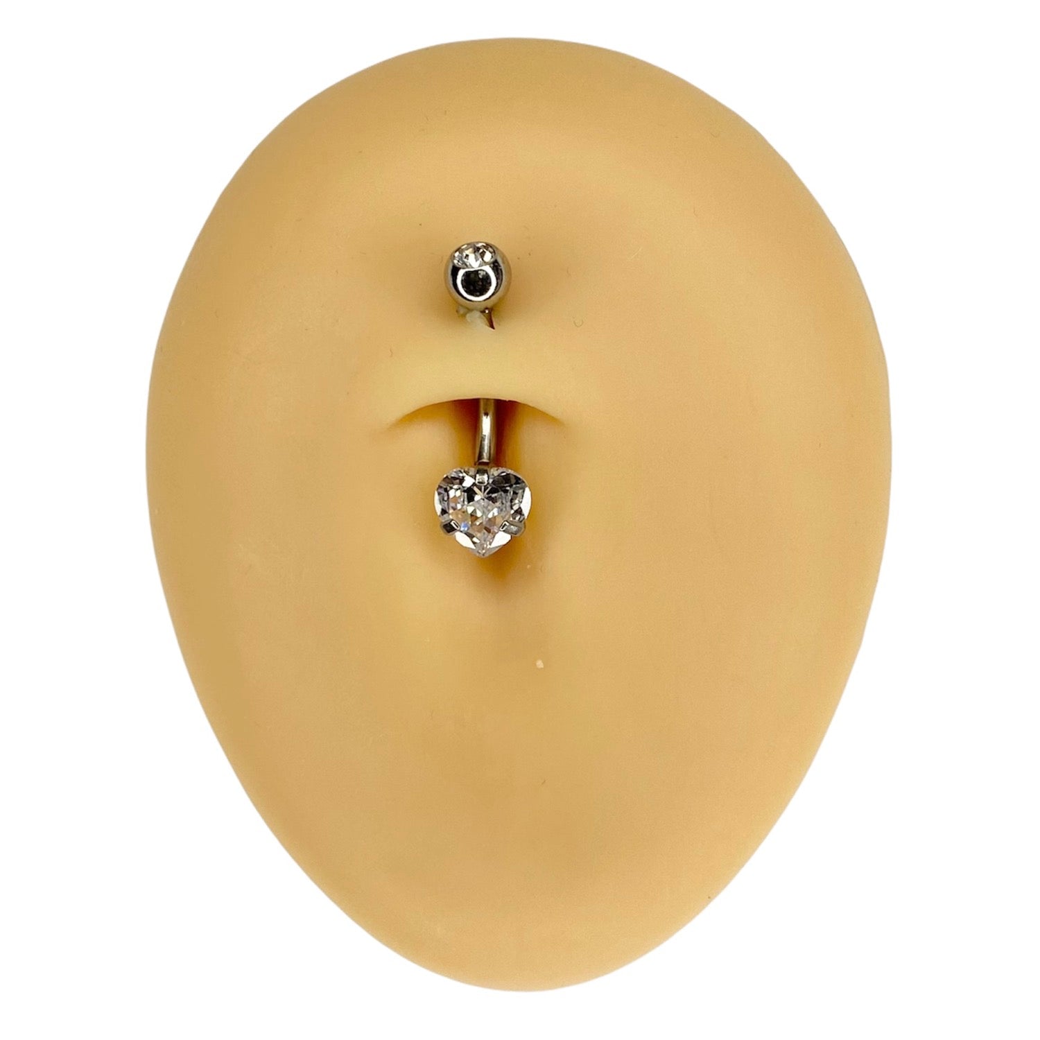 Clear Heart CZ Prong Belly Bar image 0