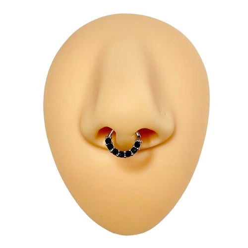 Black 7 Crystal Gem Bendable Hoop  image 0