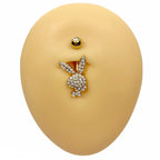 Gold Crystal Paved Playboy Belly Bar  image 0
