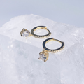 Gold Mini Rhinestone Drop Hoop Earrings image 0