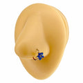 Blue Opal Glitter Flower CZ Hoop image 0