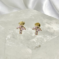 Gold Pink CZ Mini Mushroom Stud Earrings image 0