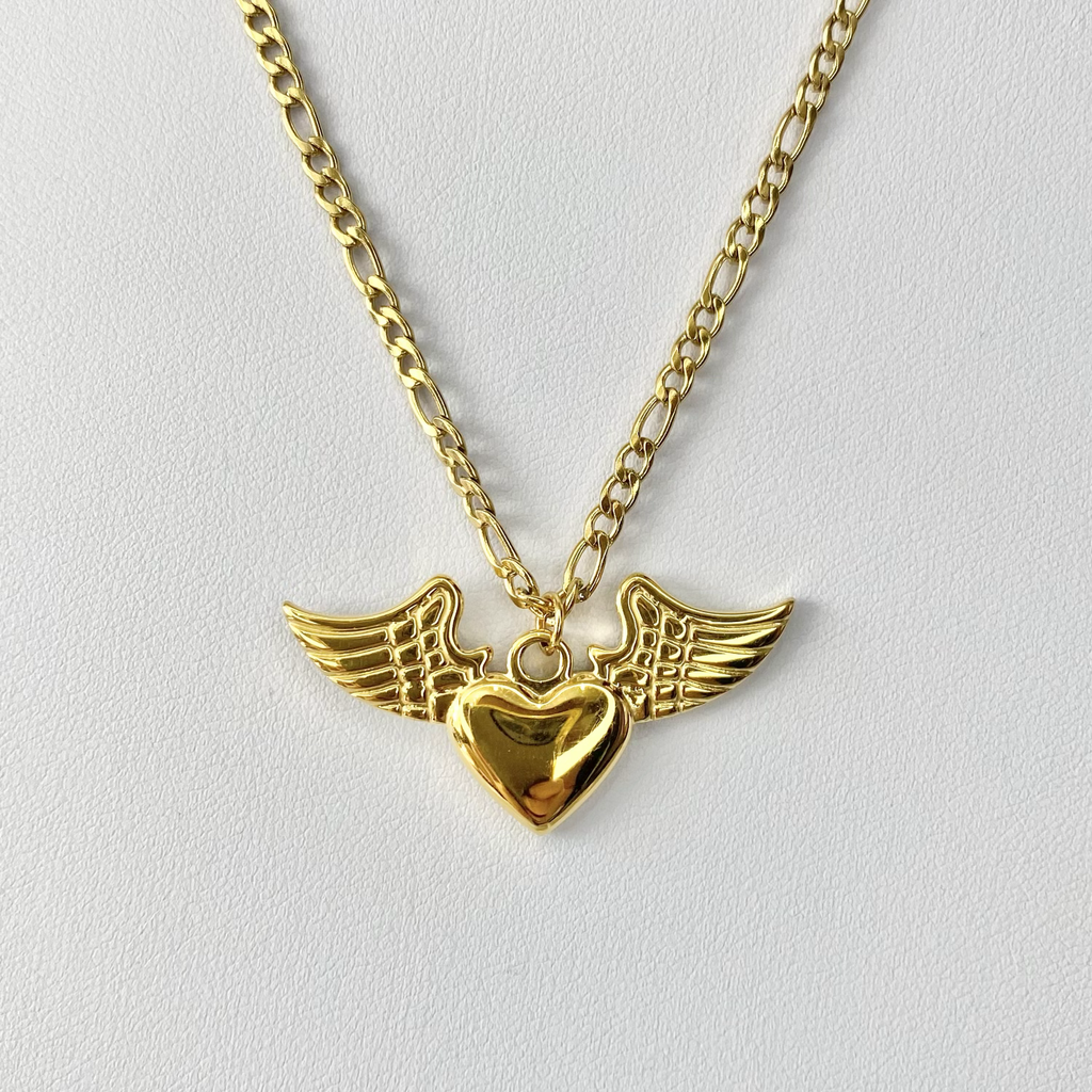 Gold Winged Heart Necklace image 0