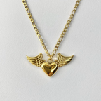 Gold Winged Heart Necklace image 0