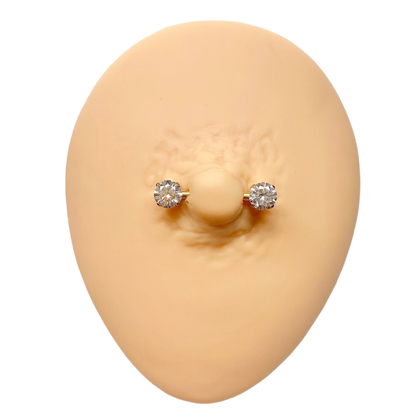 Gold Prong Set Cubic Zirconia Titanium Nipple Bar image 0