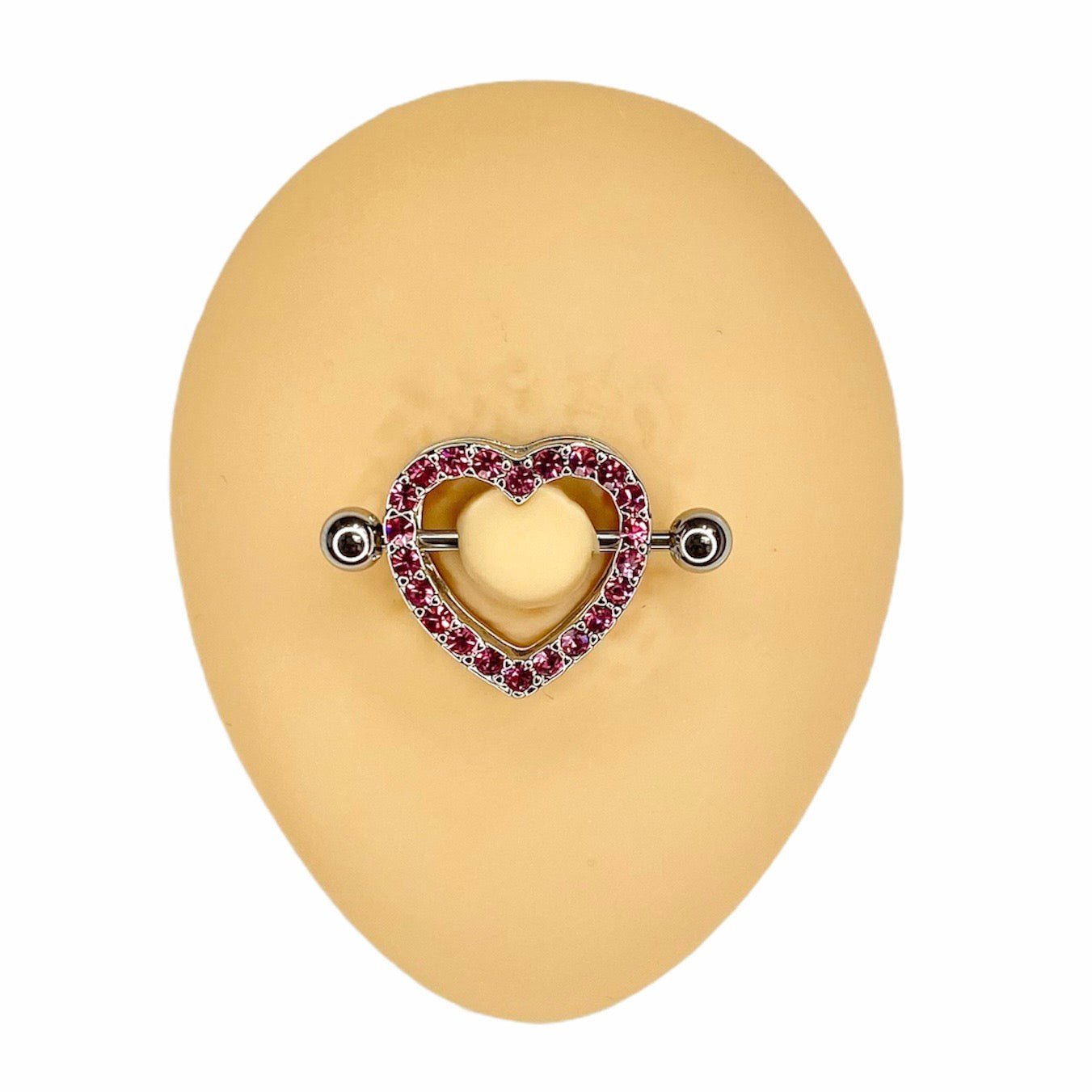 Pink Rhinestone Heart Nipple Bar Shield image 0