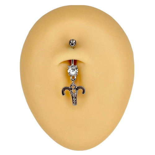 Aries Zodiac Dangle Belly Bar  image 0
