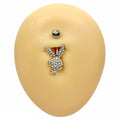 Silver Crystal Paved Playboy Belly Bar  image 0