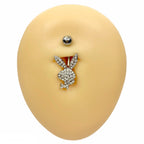 Silver Crystal Paved Playboy Belly Bar  image 0