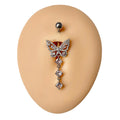 Gold Icy Butterfly CZ Dangle Belly Bar  image 0
