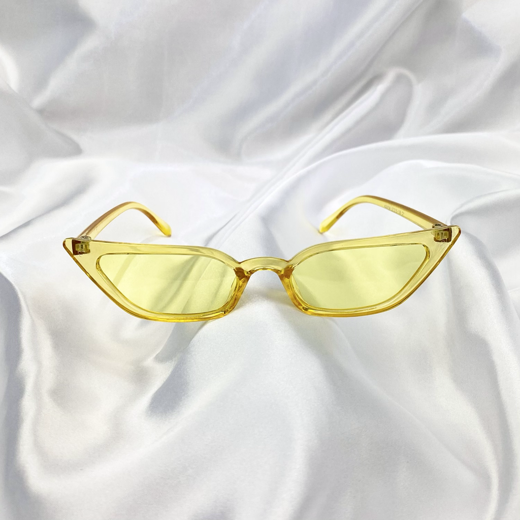 Yellow Clear Slim Rectangle Cat Eye Sunglasses image 1