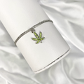 Green Crystal Paved Weed Bracelet image 0