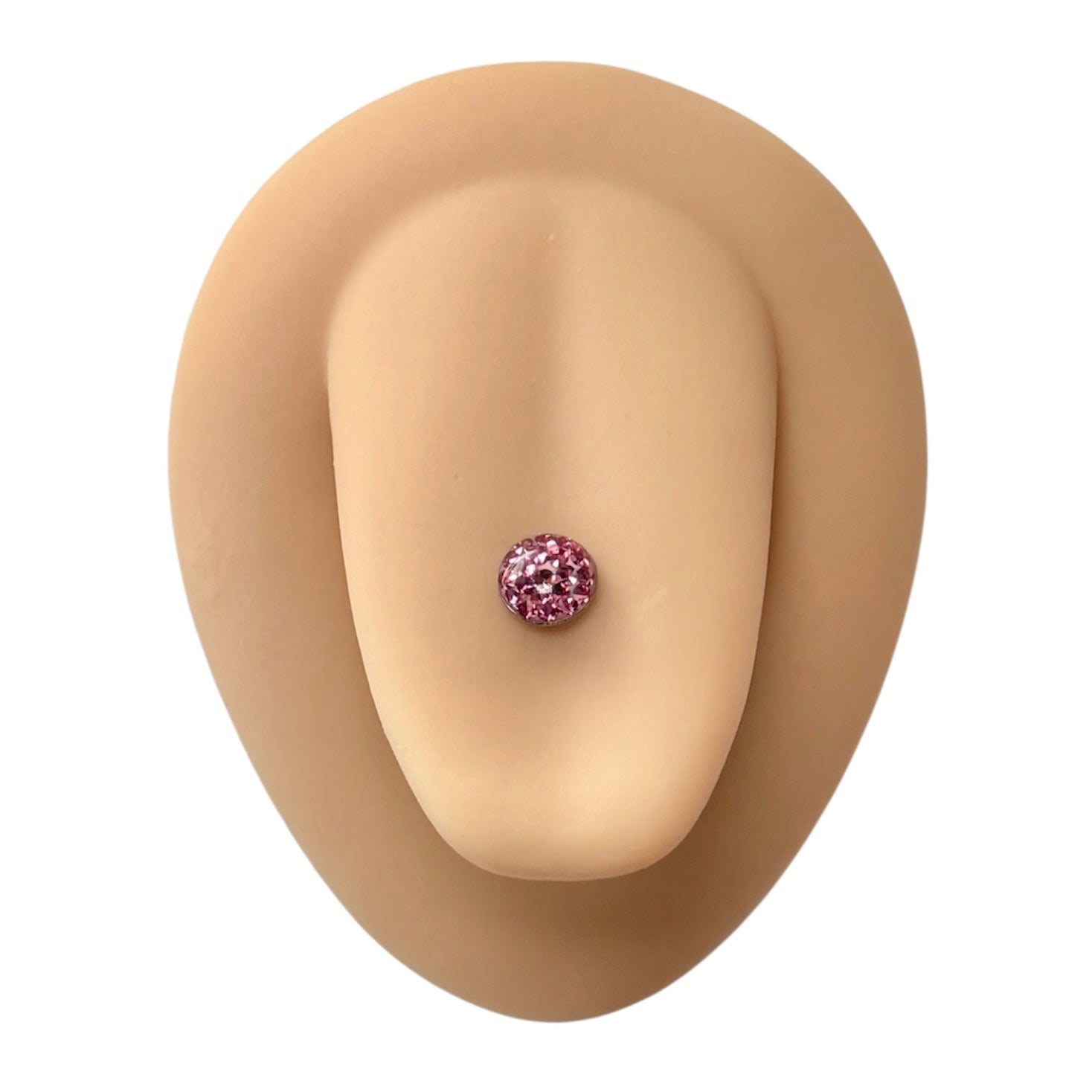 Pink Circle Crystal Paved Tongue Bar image 0