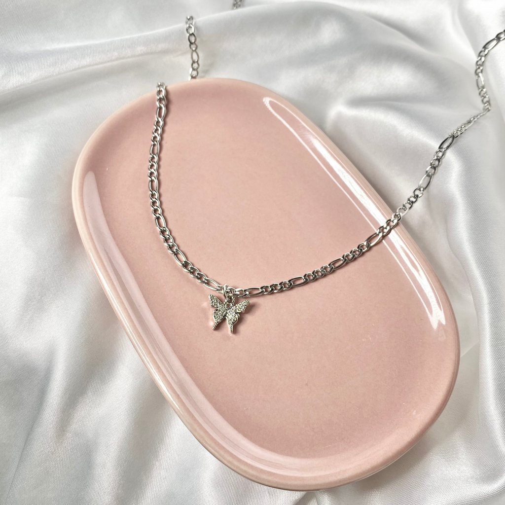 Silver CZ Butterfly Necklace image 1