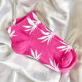Pink & White Weed Leaf Socks image 0