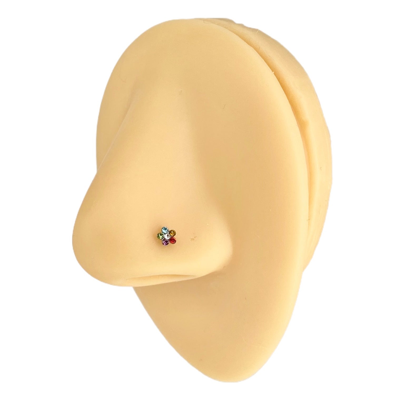 Rainbow Mini Crystal Flower Nose Stud image 0