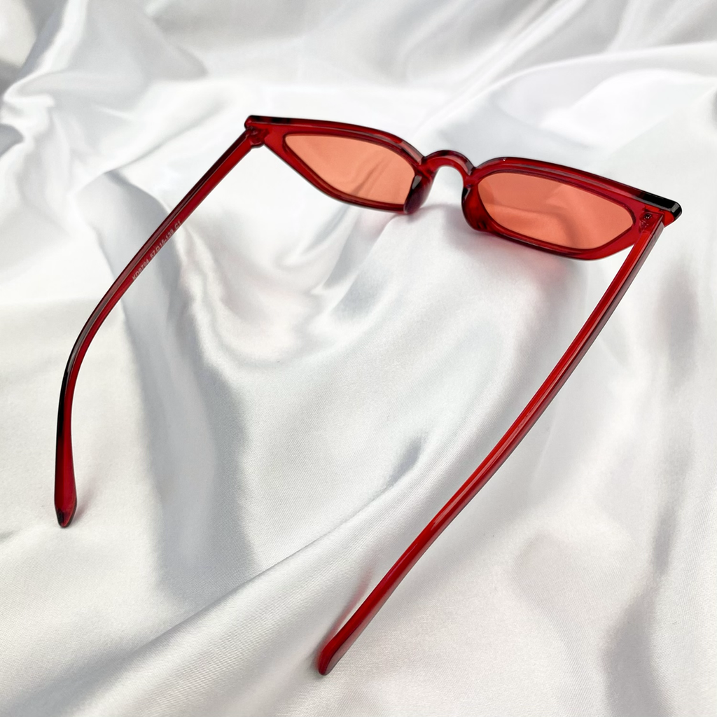 Red Clear Slim Rectangle Cat Eye Sunglasses image 2