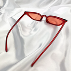 Red Clear Slim Rectangle Cat Eye Sunglasses image 2