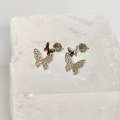 Silver CZ Double Butterfly Stud Earrings image 0