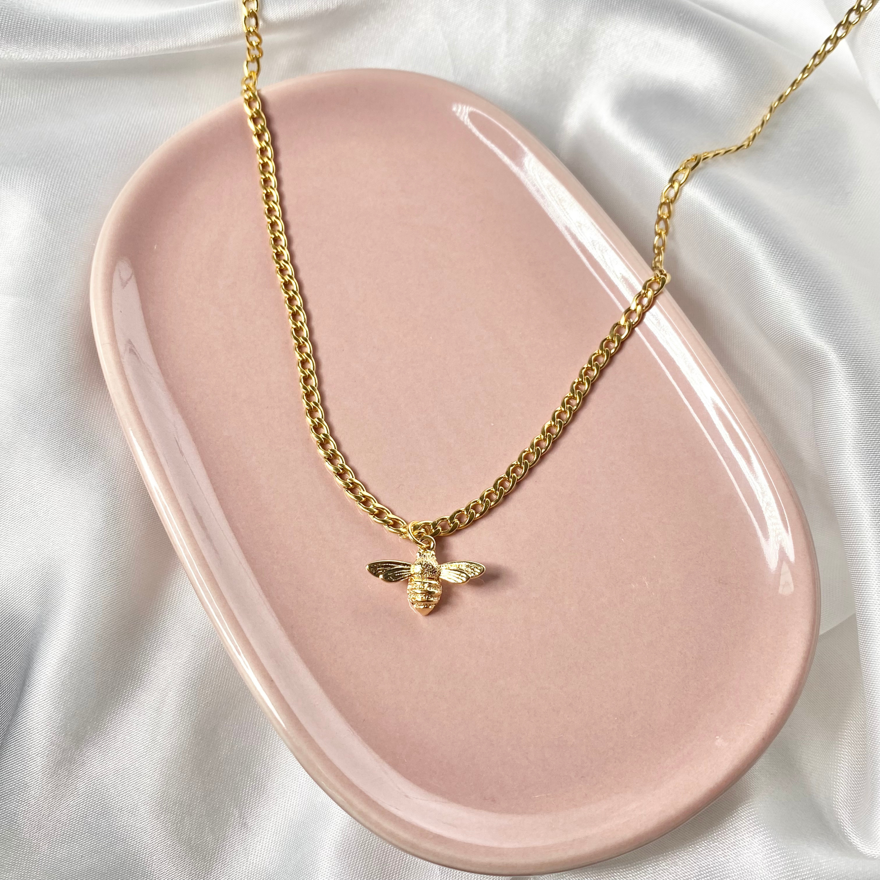 Gold Mini Realistic Bee Necklace image 1