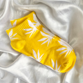 Yellow & White Weed Leaf Socks image 0
