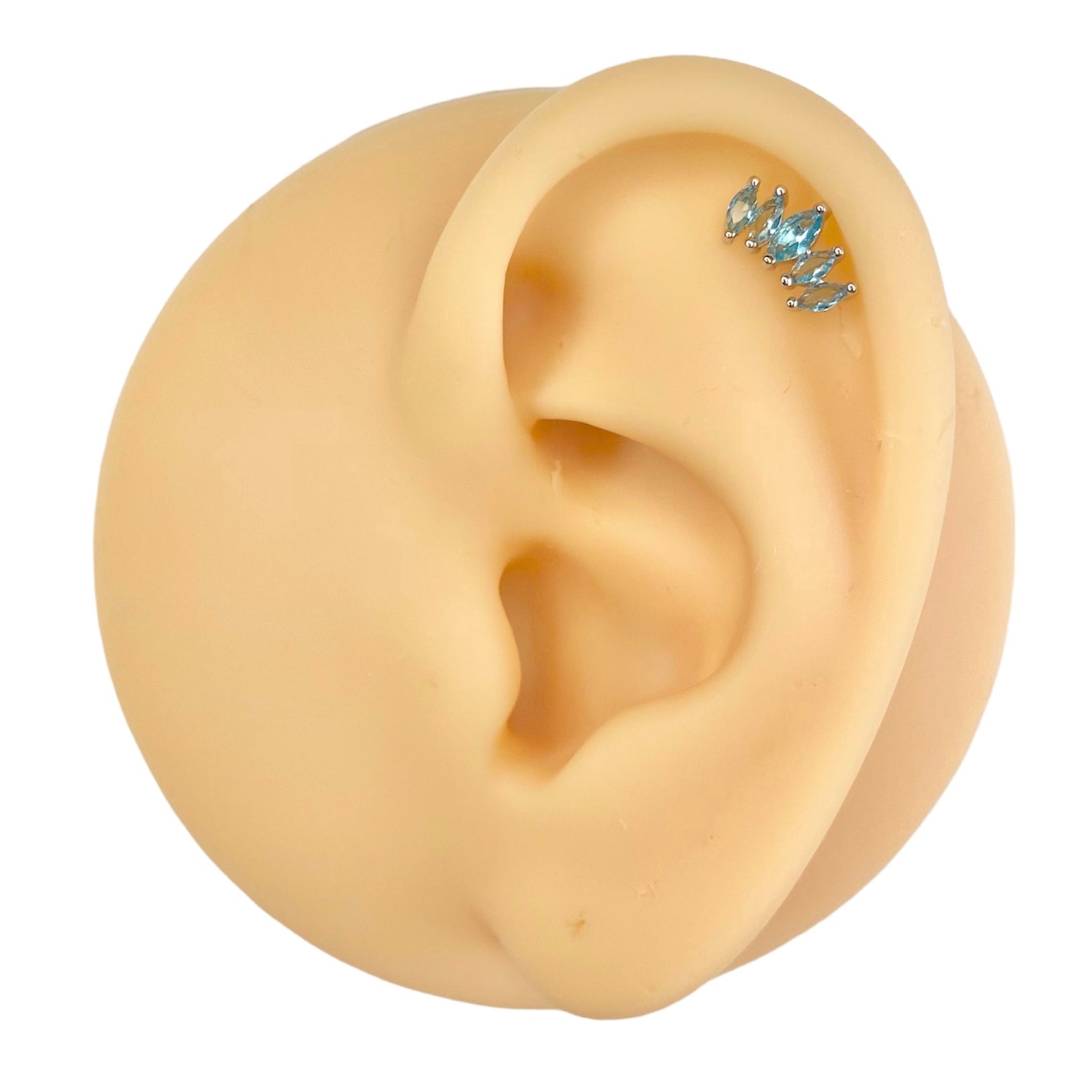 Blue Prong Set Marquise CZ Flat Back Stud image 0
