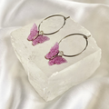 Purple Glitter Butterfly Hoop Earrings image 0