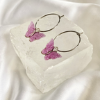Purple Glitter Butterfly Hoop Earrings image 0