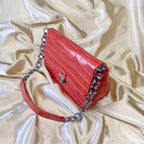 Coral Croc Rectangle Shoulder Bag image 1