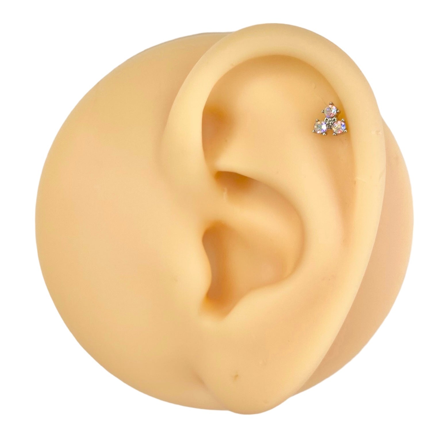 Aurora Borealis Triple Stone Flat Back Stud image 0