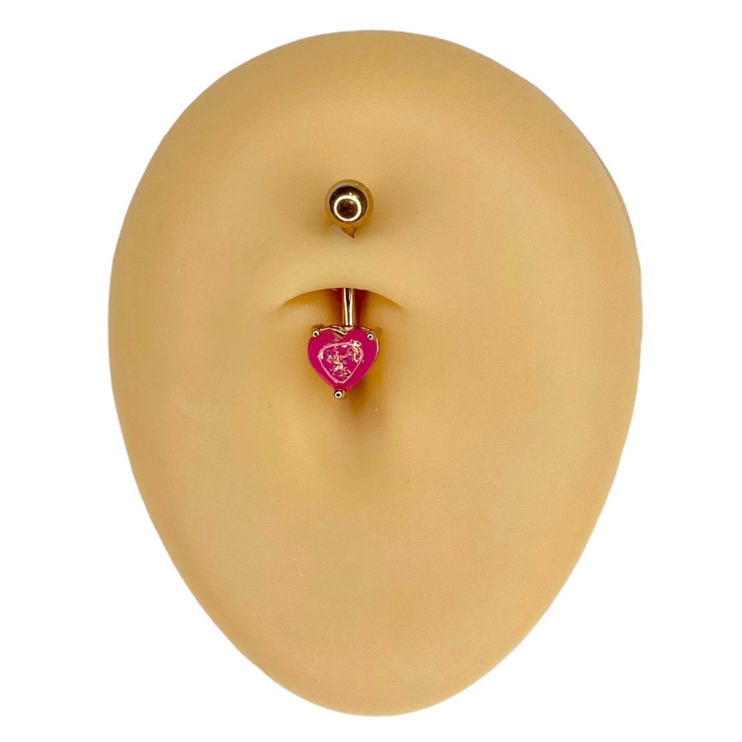 Pink Glitter Opal Heart Belly Bar image 0