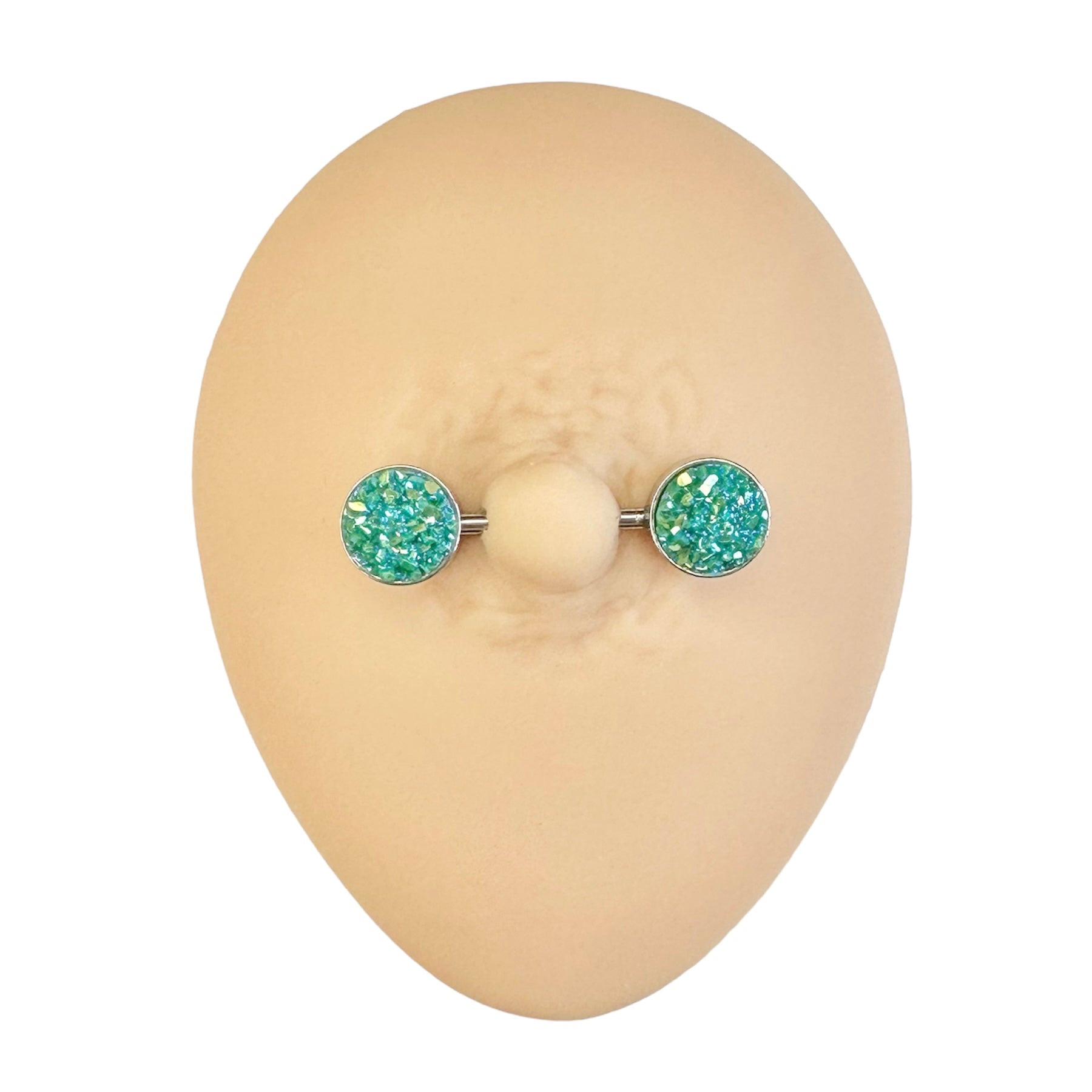 Green Druzy Stone Nipple Bar image 0